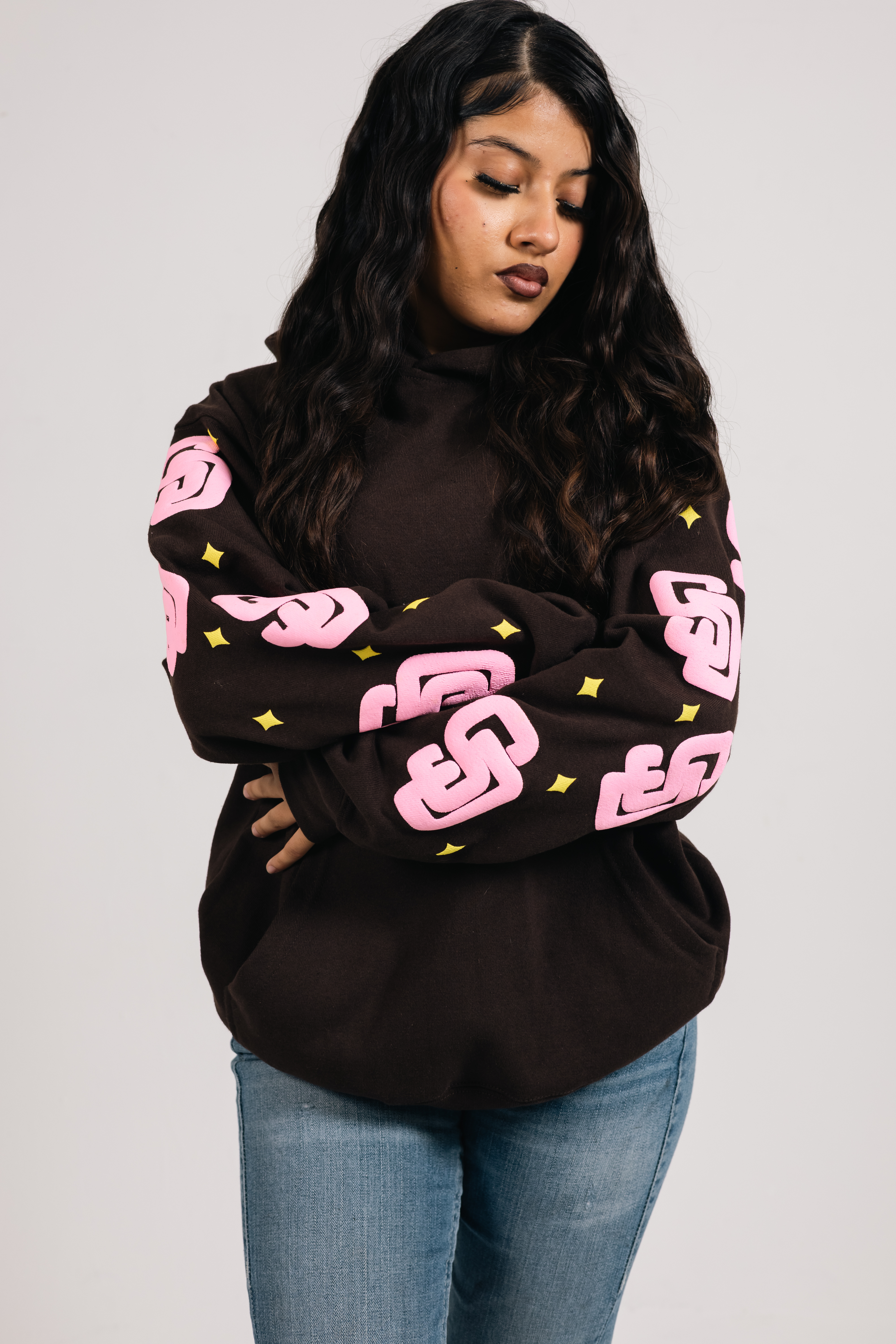 SD Women’s Oversized Mocha Starset Scattered Hoodie